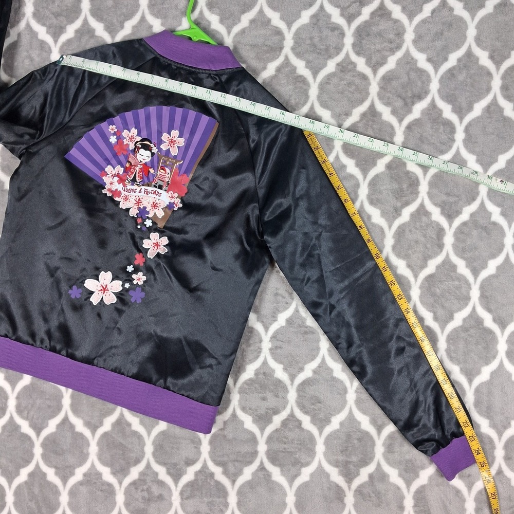 Paul Frank Kawaii Bomber Jacket Girls Medium Satin Purple Harajuku - Picture 7 of 15